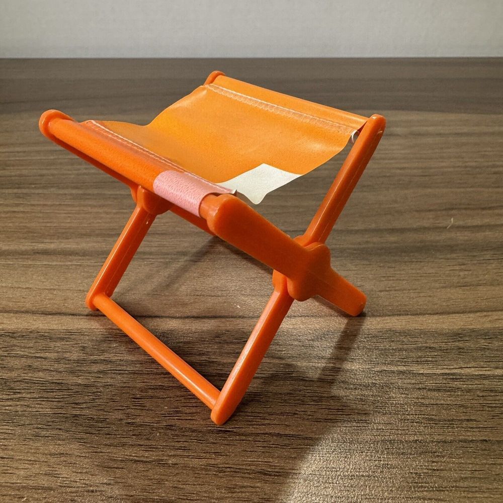 1970s Rare Colorway Orange Barbie Country Camper Van Folding Camp Stool Chair